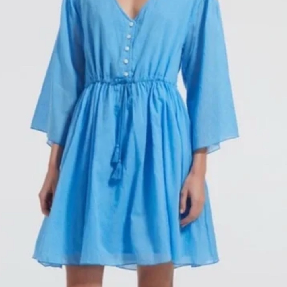 ATM Anthony Thomas Melillo Sz SP  Blue Crinkle Cotton Dress